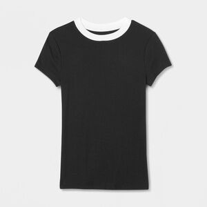 A New Day Short Sleeve Ribbed T-Shirt Target Black/White